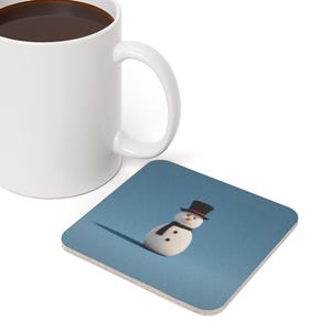 Christmas Snowman Cork Back Coaster Minimalist Autumn Xmas Holiday Season Coffee Mug Design Drink Coasters Home Decor Gift Garden Lovers