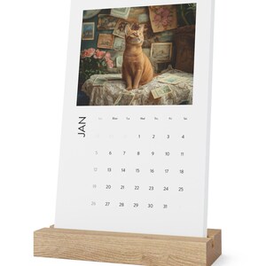 Cats 2025 Vertical Desk Calendar Monthly Cat Illustrations Cat Lover Gift Majestic Cat Art Themed Decoration Planner Yearly Calendar