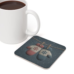 Christmas Gloves Cork Back Coaster Minimalist Autumn Xmas Holiday Season Coffee Mug Design Drink Coasters Home Decor Gift Garden Lovers