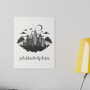 Philadelphia City Wall Art Print - Matte Canvas, Stretched, 0.75&quot; - Philly Skyline, Philly Art Print, Philadelphia Pennsylvania Painting