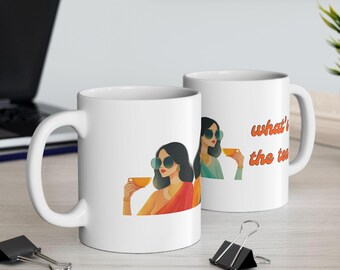 Desi indische Bollywood-Becher, Keramikbecher-Geschenk, 11 Unze 15 Unze pakistanische südasiatische Geschenk für Freundin bunte ethnische Kaffee-Liebhaber