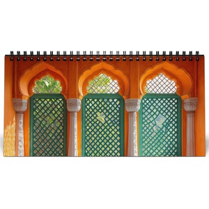 2025 Art Desk Calendar Southasian Ethnic style Pakistani Indian Persian Afghan Mughal Palace Islamic traditional cultural planner monthly
