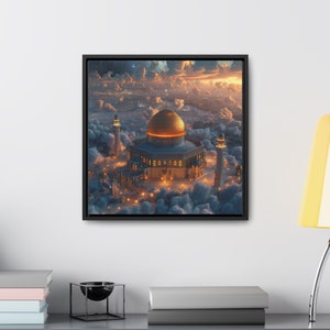 Felsendom Al Aqsa Moschee Palästina Islamische Kunst, Galerie Leinwand quadratischer Rahmen, erhältlich in 5 Größen, Islamischer Posterrahmen Gemälde
