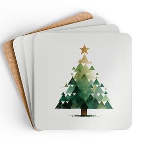 Christmas Tree Coaster Set of 4 Minimalist Autumn Xmas Holiday Season Coffee Mug Design Unique Drink Coasters Home Decor Gift Garden