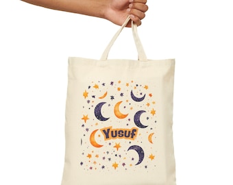 Personalized Eid Gift Bags Customizable Eid Mubarak Tote Sack Eid Ramadan Celebration Party for kids Custom Islamic festive Gift Riwaj Art