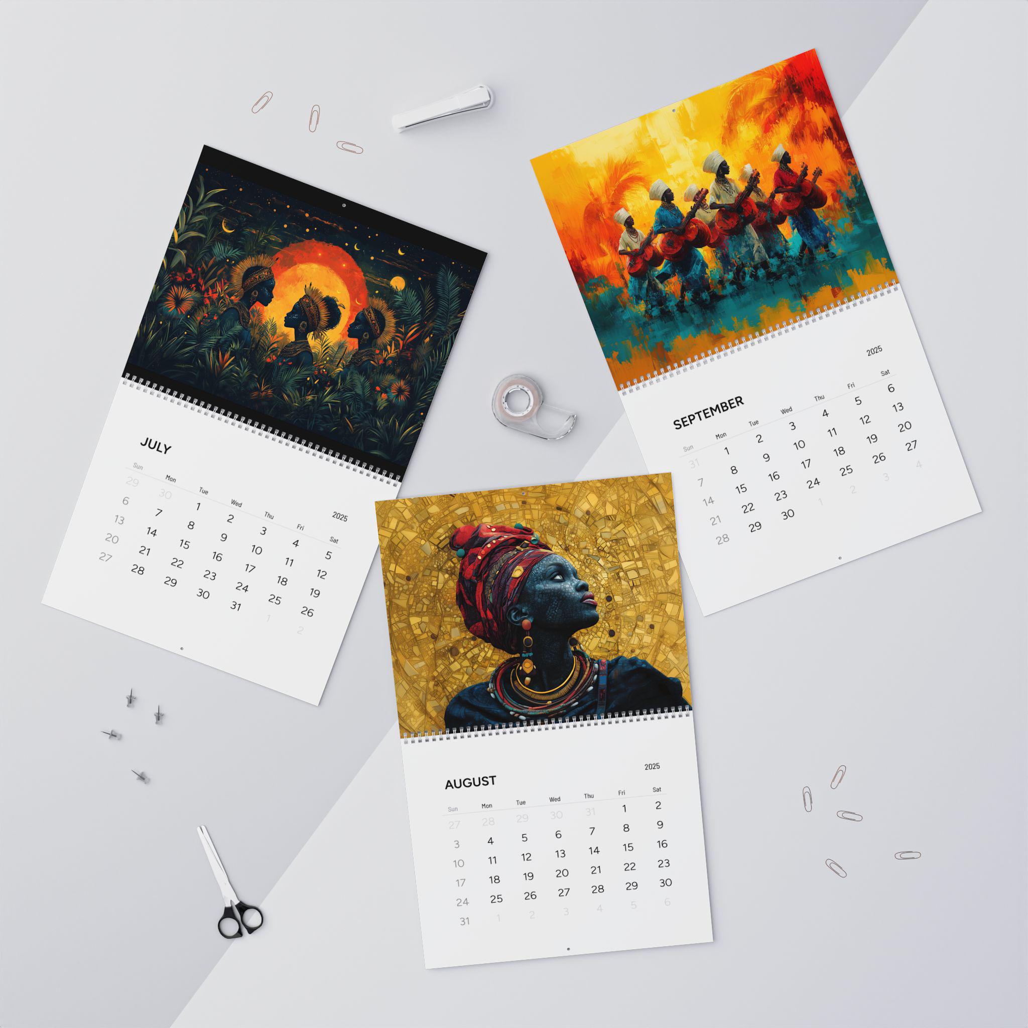 2025 African Art Wall Calendar Yearly Planner Monthly Scheduler Office ...