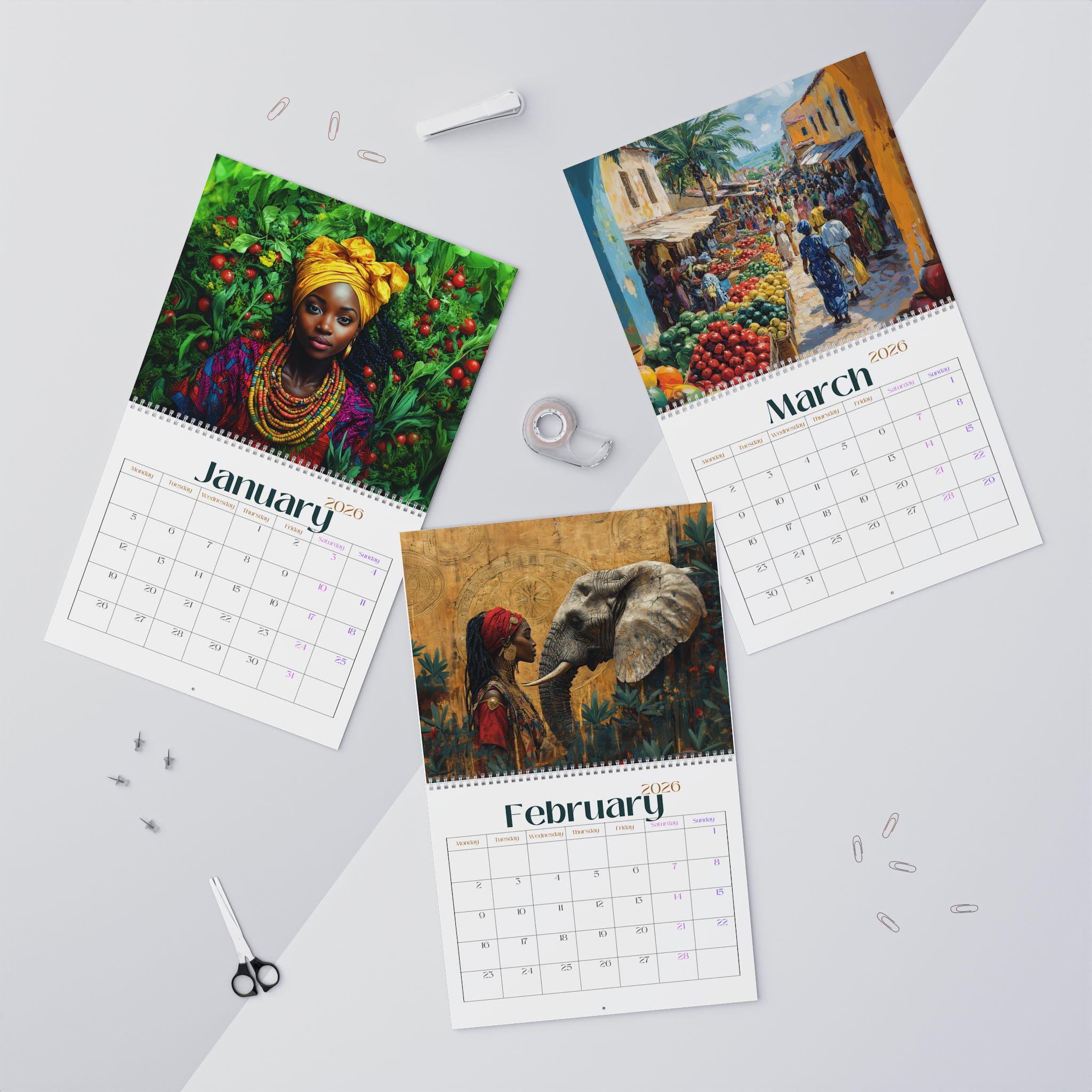 2026 African Culture Wall Calendar Ethnic Art Style Tribal Afrocentric ...