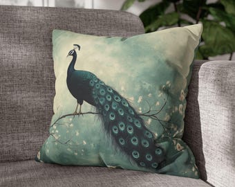 Almohada de pavo real, estilo étnico, tradicional, desi, pakistaní, indio, Morni, decoración acogedora, cojín, decoración bohemia del sur de Asia, estilo sindhi y punjabi.