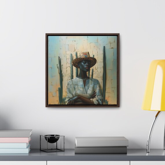 黒人女性の抽象的な額入りアート アフリカの女性の絵画 アフロ