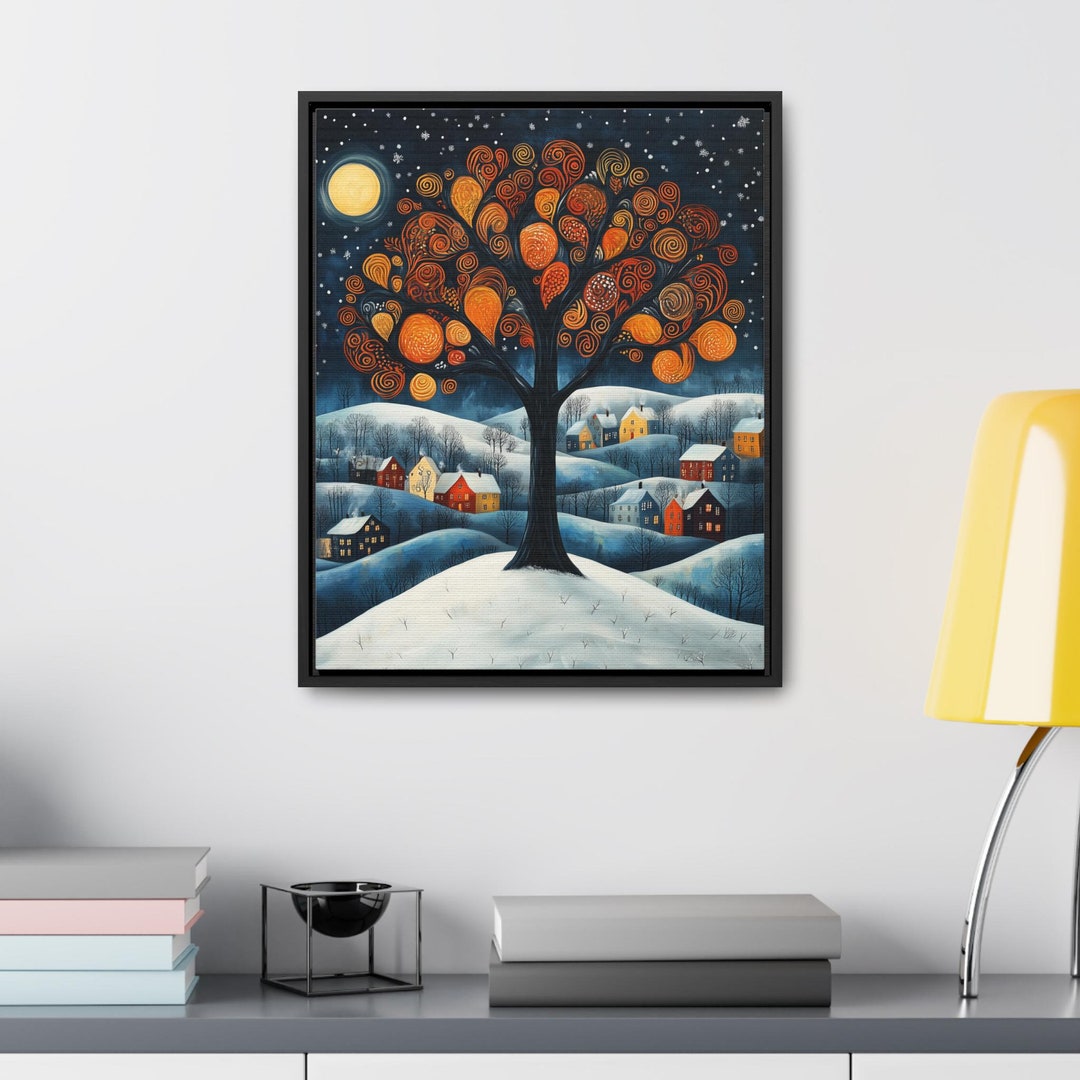 Folk Art Snowy Christmas Town Digital Download Holiday Decor Gift ...
