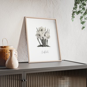 Regalo personalizado del Día de la Madre para la abuela, ramo de flores de nacimiento, carteles personalizados con marco de madera, narcisos de marzo