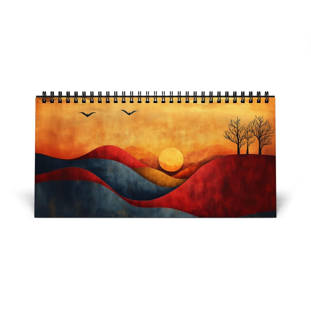 2025 Abstract Art Desk Calendar, Yearly Wall Planner, Monthly Scheduler ...