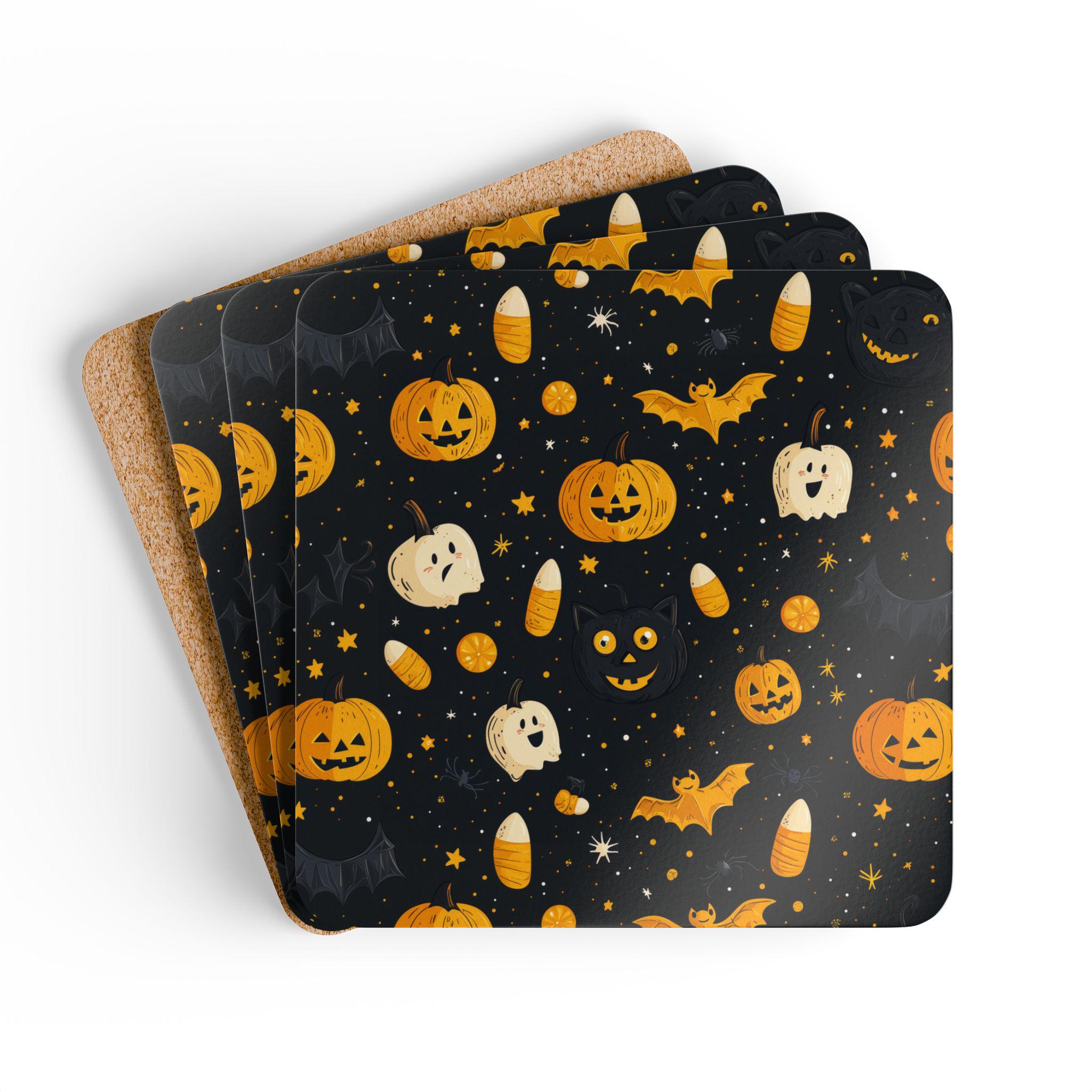 Sottobicchiere di zucca di Halloween - Set di sottobicchieri decorativi per Halloween, sottobicchiere a tema zucca | Tappetino protettivo per tavolo autunnale spaventoso 4 ft