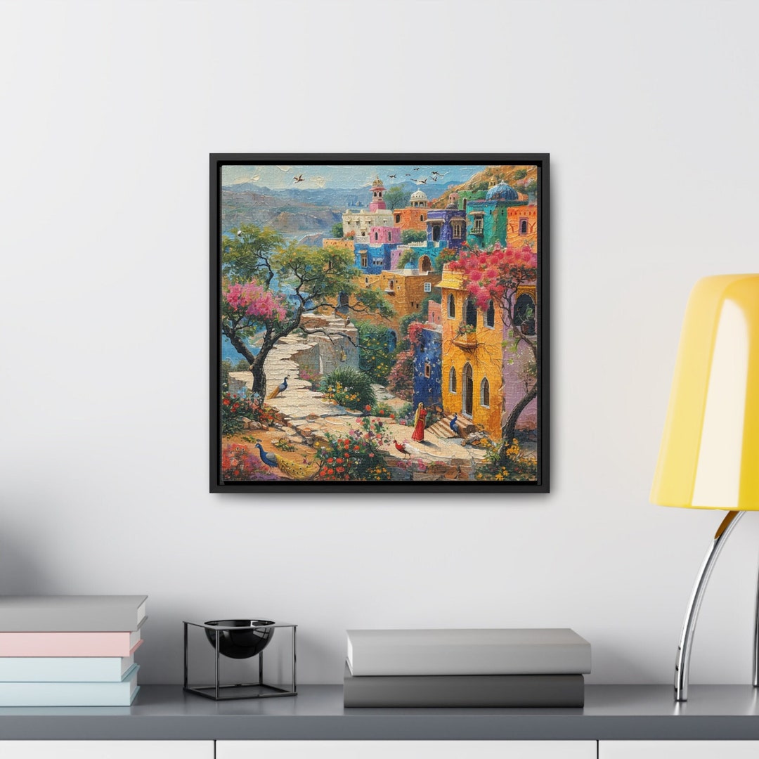 Sindhi Village Art Painting, Gallery Canvas Square Frame, Mughal