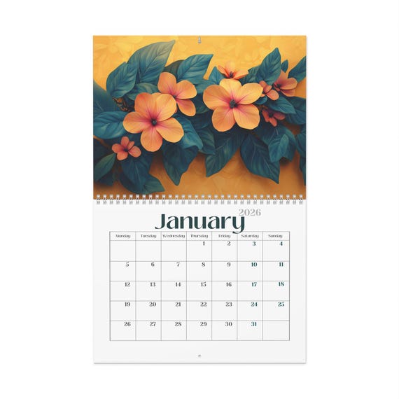 Calendrier Des Fleurs 2026, 2026 Par An De Calendrier Mural De Fleurs