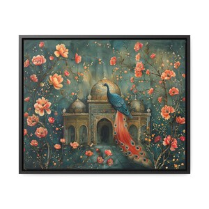 Persian Palace Mughal Art, Digital Download Only, Pakistani Indian Subcontinent Persian Palace Oil Painting, Royal Mughal Style Bird flowers
