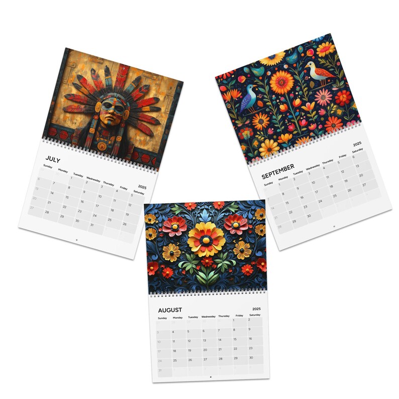 2025 Mexican Art Wall Calendar Yearly Planner Monthly Scheduler Office