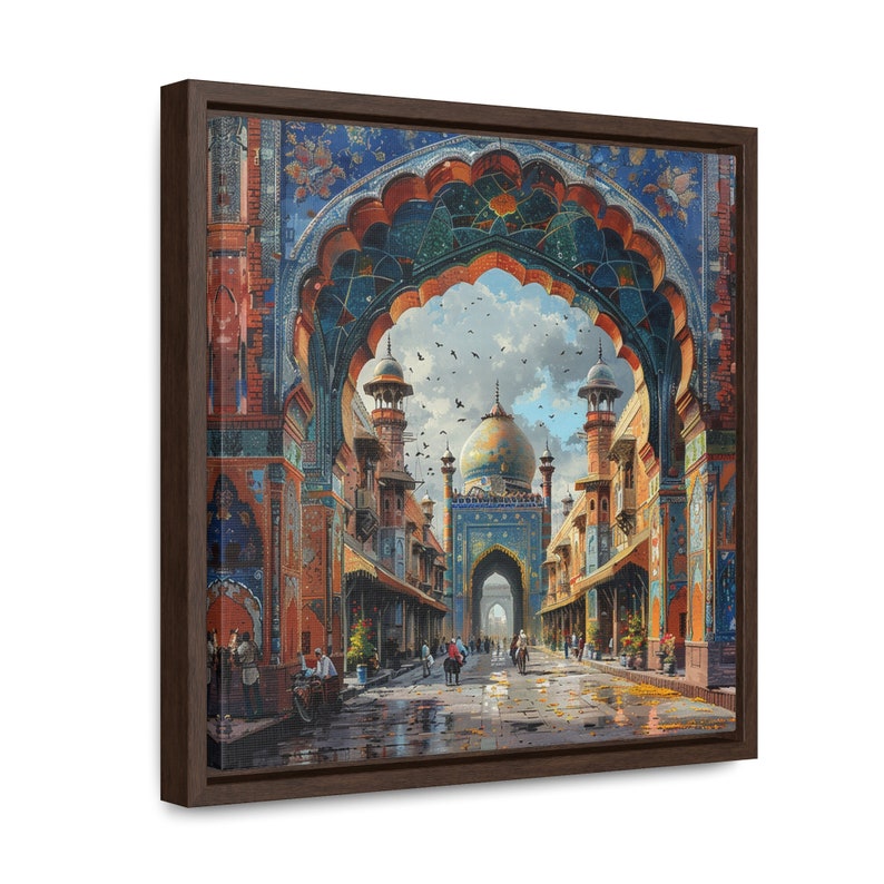 Mughal Style Art Painting, Gallery Canvas Square Frame, Mughal Palace ...