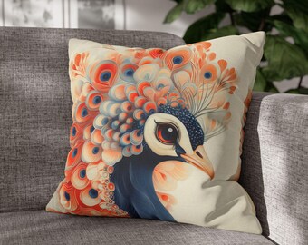 Almohada de pavo real, estilo étnico, tradicional, desi, pakistaní, indio, Morni, decoración acogedora, cojín, decoración bohemia del sur de Asia, estilo sindhi y punjabi.