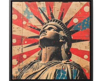 Impressão de arte de parede digital americana de 4 de julho, Estátua da Liberdade, Dia da Independência, decoração, impressão, presente de férias de verão, EUA, patriótico, festivo, aconchegante