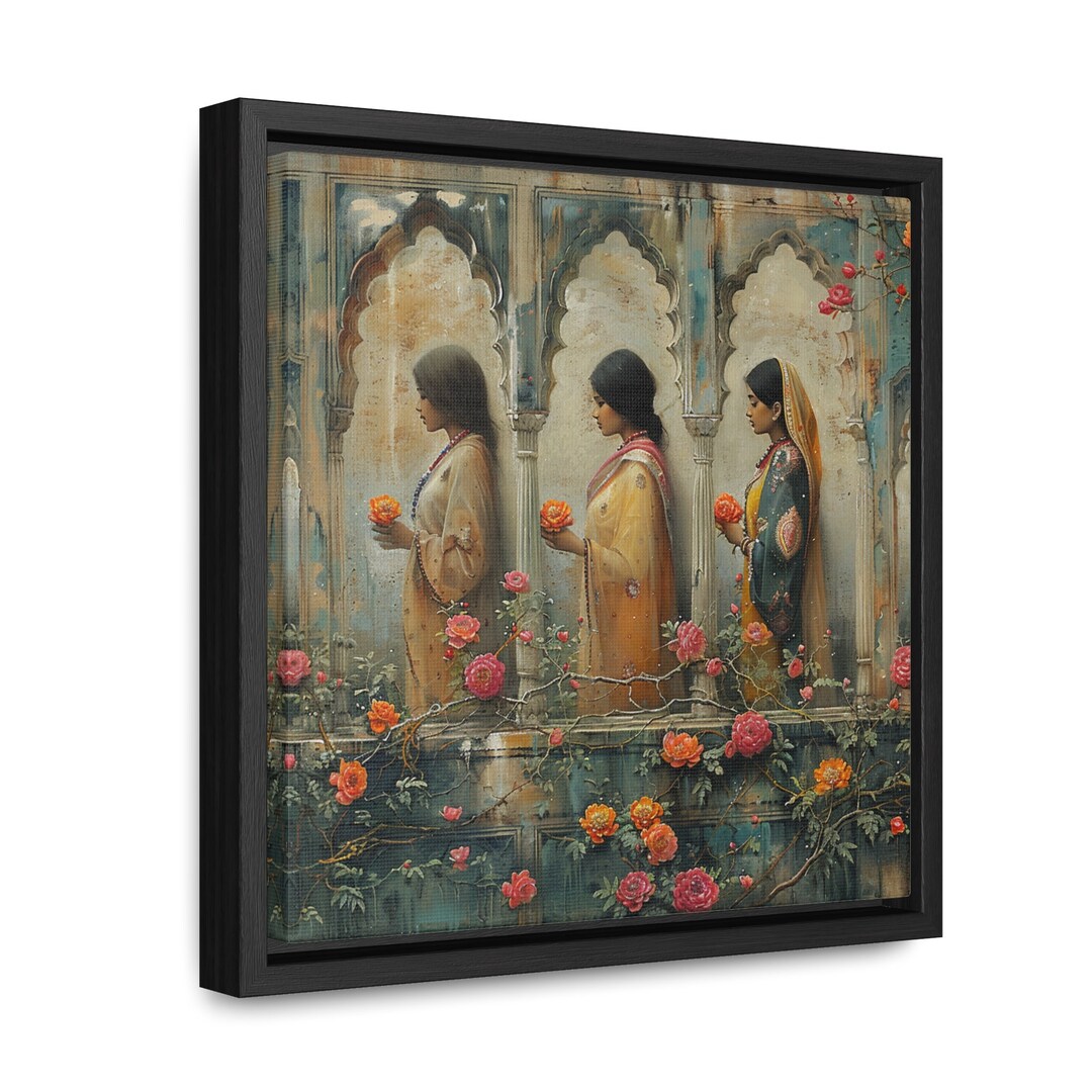 Gallery Canvas Wraps, Square Frame - Indian Women Art - Sizes 6 X 6, 10 ...