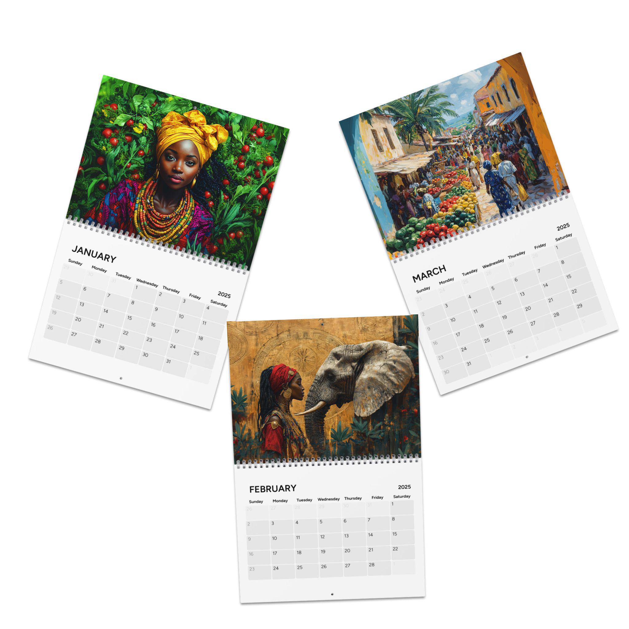 2025 African Art Wall Calendar Yearly Planner Monthly Scheduler Office ...
