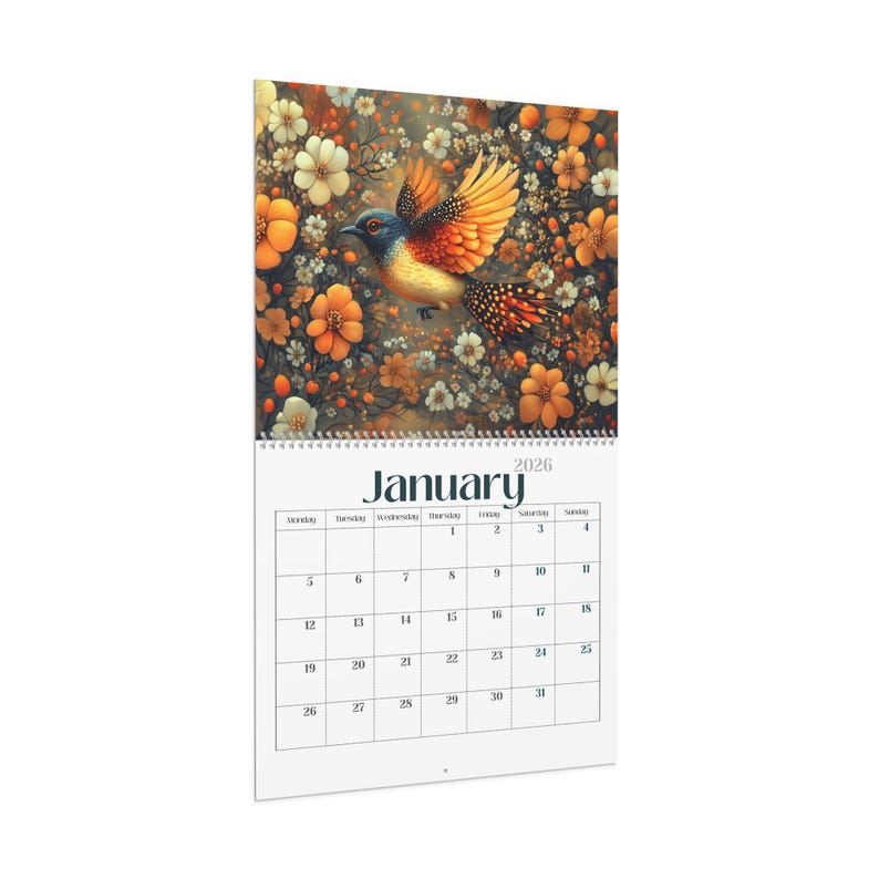 2026 Birds Wall Calendar Yearly Wall Planner Monthly Scheduler Office ...
