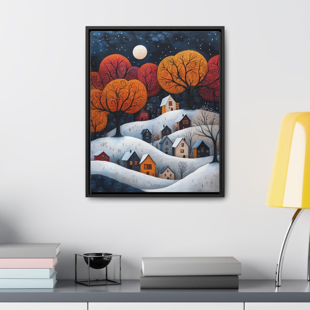 Folk Art Snowy Christmas Town Digital Download Holiday Decor Gift ...