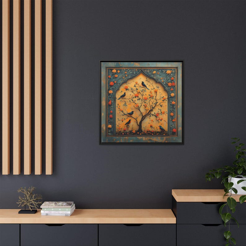Mughal Palace Birds Art Gallery Canvas Wrap, Square Frame, Pakistani ...