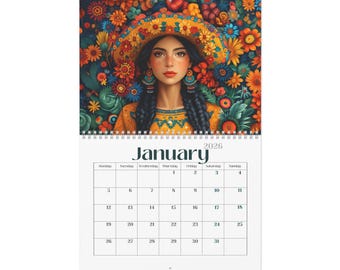 2026 Mexikanische Kunst Wandkalender Jahresplaner Monatsplaner Büro Dekor Haus Organisation Latein Ethnic Traditionelle Kunst Spanisch Mexiko