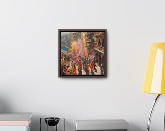 Sindhi Village Art Painting, Gallery Canvas Square Frame, Mughal