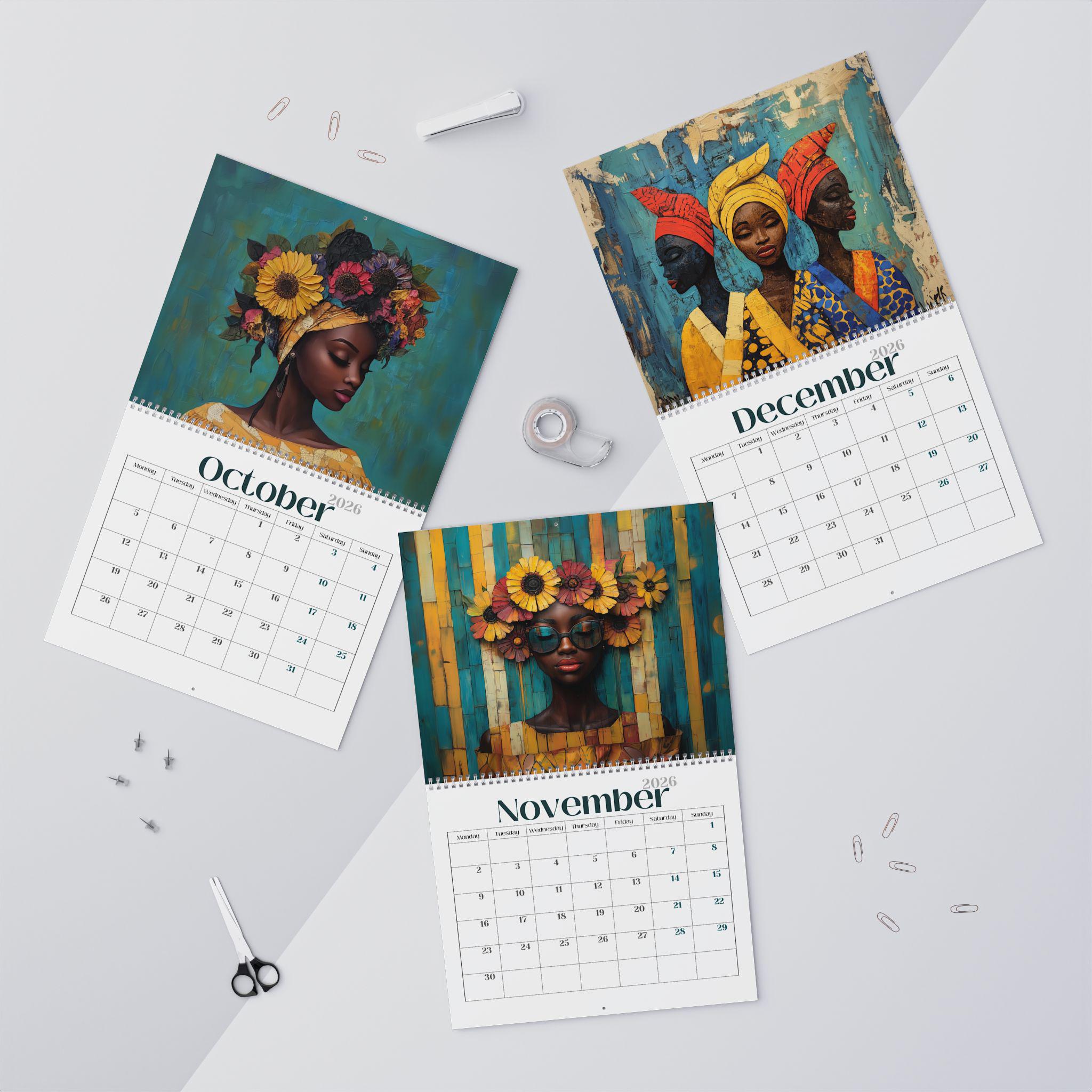 2026 African Art Wall Calendar Yearly Planner Monthly Scheduler Office ...