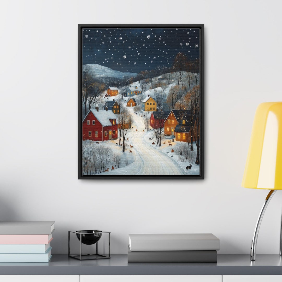 Folk Art Snowy Christmas Town Digital Download Holiday Decor Gift ...