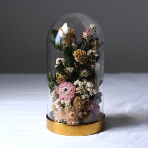 Dried Flower Terrarium, Natural Preserved Flowers Display, Vintage-inspired Florals , Everlasting Flowers Cloche