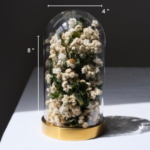 Dried Flower Terrarium, Natural Preserved Flowers Display, Vintage-inspired Florals , Everlasting Flowers Cloche zdjęcie 4