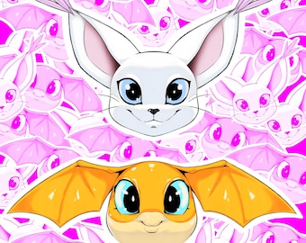 Gatomon and Patamon Sticker Set - Prototype