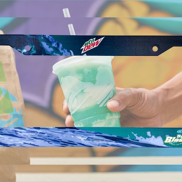 Mountain dew baja blast license plate frame