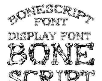 BoneScript Font: Gothic Skull Alphabet for Halloween (Digital Download)