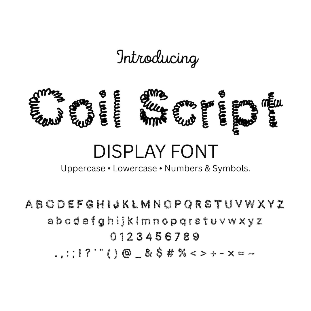 Coil Script Display Font • Curly Letters (OTF, TTF) - Etsy