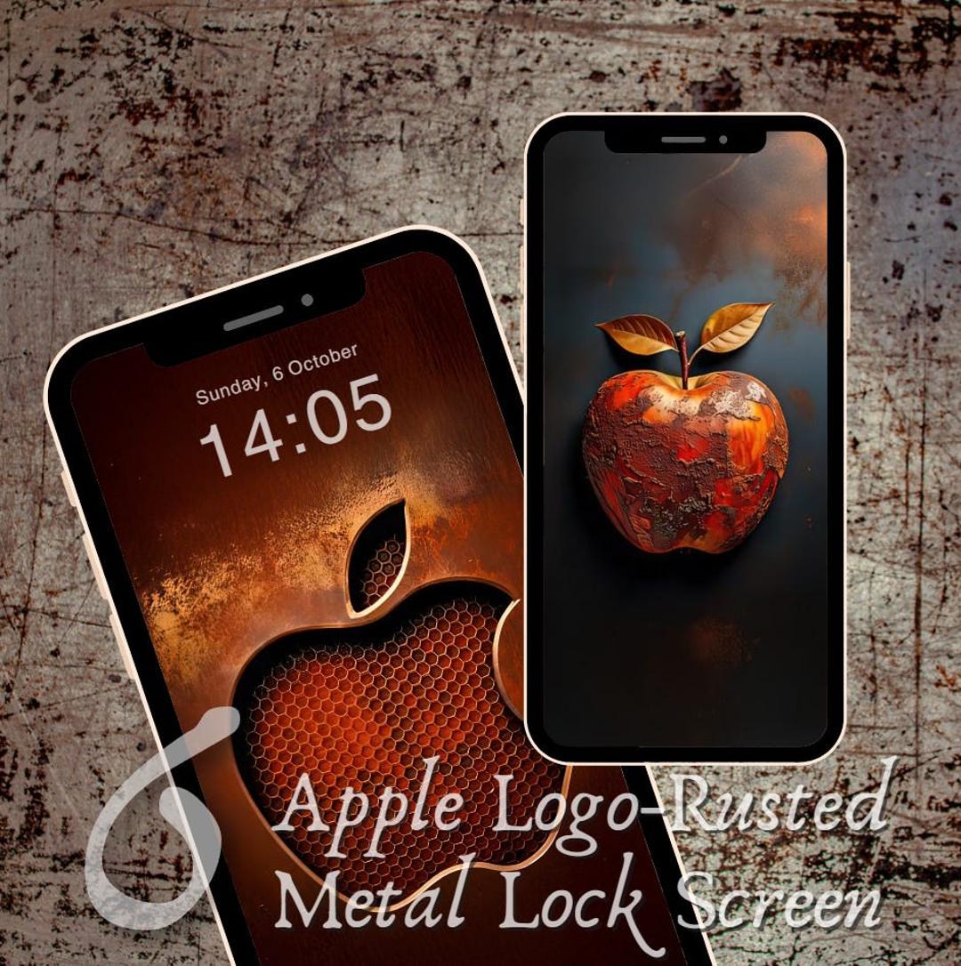 6 Smart Phone Wallpapers Apple Logo on Rusty Metal Background Rustic ...