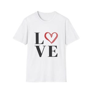 Valentine&#39;s Day Love Unisex Softstyle T-Shirt, Heart Graphic Tee, Romantic Apparel, Couples Gift Shirt, Valentine&#39;s Day Outfit