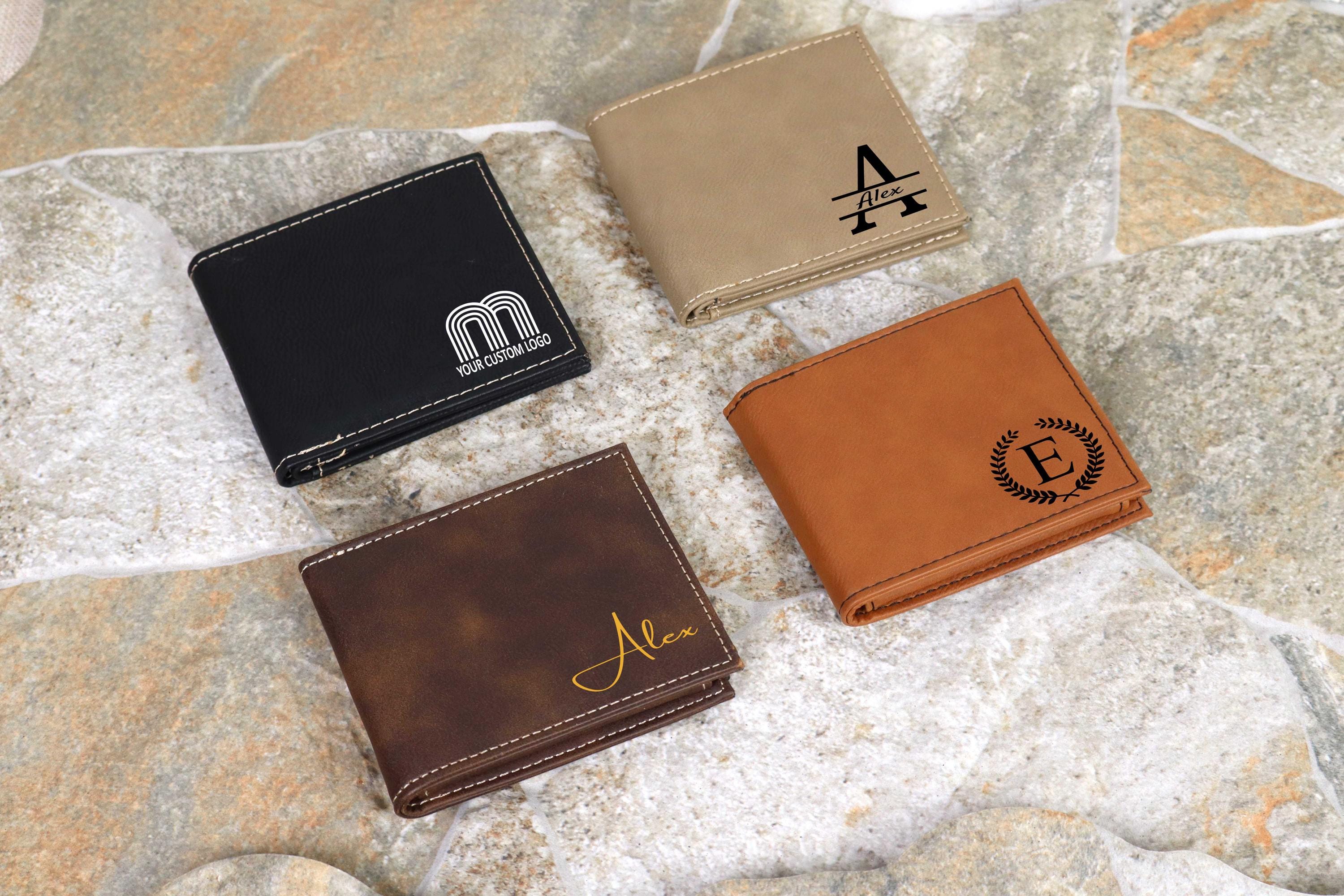 Custom Engraved RFID Wallet For Men - Personalized Photo/Text Gift For Husband, Dad, Son