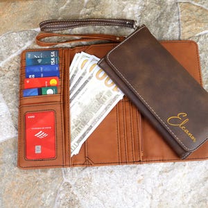 Organizador de billetera de viaje de cuero personalizado, billetera de cuero para mujer, billetera de cuero para mujer, billetera de cuero para mujer, billetera de cuero con nombre