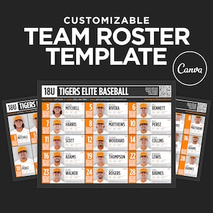 Customizable Team Roster Canva Template - Editable Player Profiles, Softball, Baseball, Basketball, Any Sport, Showcase Event Ready