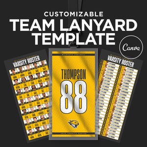 Anpassbare Team-Lanyard-Vorlage - Bearbeitbare Team-Roster-Karte, Team-Roster-Karte für jedes Sportteam, Reise-Team-Roster, Canva-Vorlage