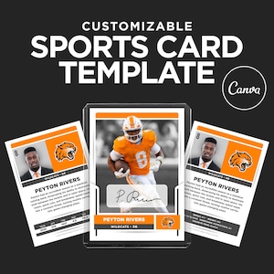Bewerkbare sportkaartsjabloon - aangepaste ruilkaart, bewerkbaar in canvas, modern kaartontwerp, cadeau voor sporter, afdrukbaar spelerscadeau