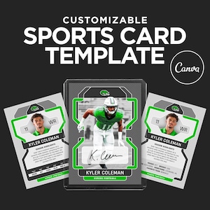Modelo de cartão esportivo editável - Cartão de troca personalizado, editável no Canva, design de cartão moderno, presente para atleta, presente para jogador para impressão