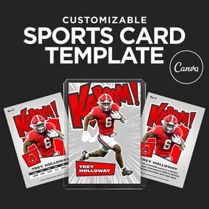 Editable Sports Card Template - Custom Trading Card, Editable in Canva, Kaboom Card Design, Gift for Athlete, Printable Player Gift