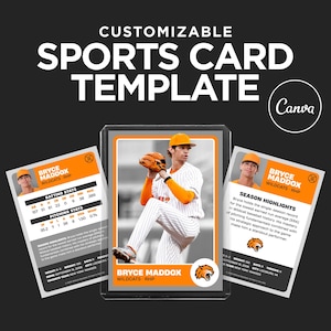 Bearbeitbare Sportkartenvorlage - benutzerdefinierte Sammelkarte, bearbeitbar in Canva, modernes Kartendesign, Geschenk für Sportler, druckbares Spielergeschenk
