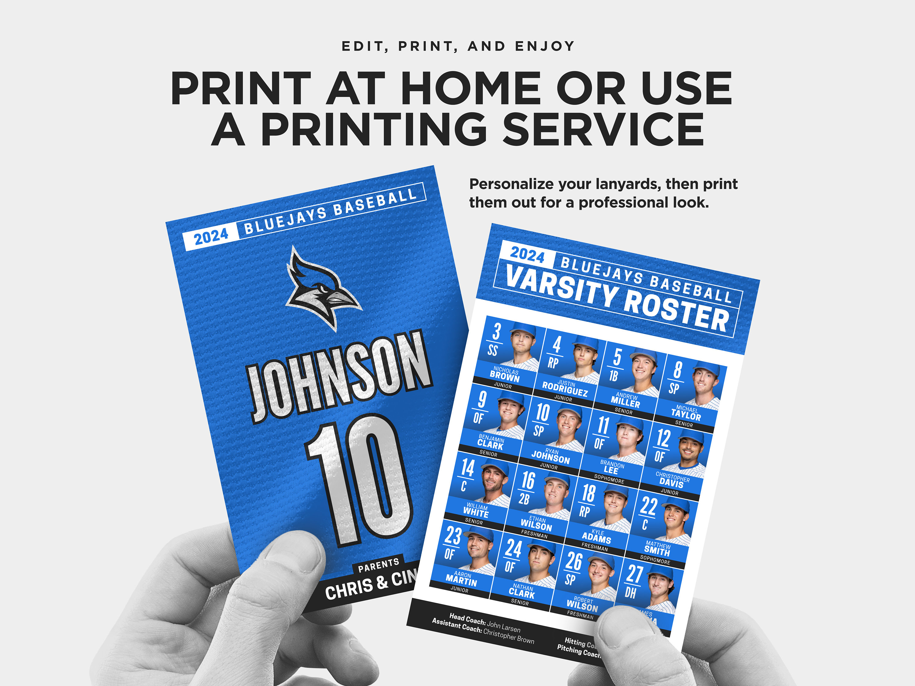 Customizable Team Lanyard Template - Editable Team Roster Card, Team ...